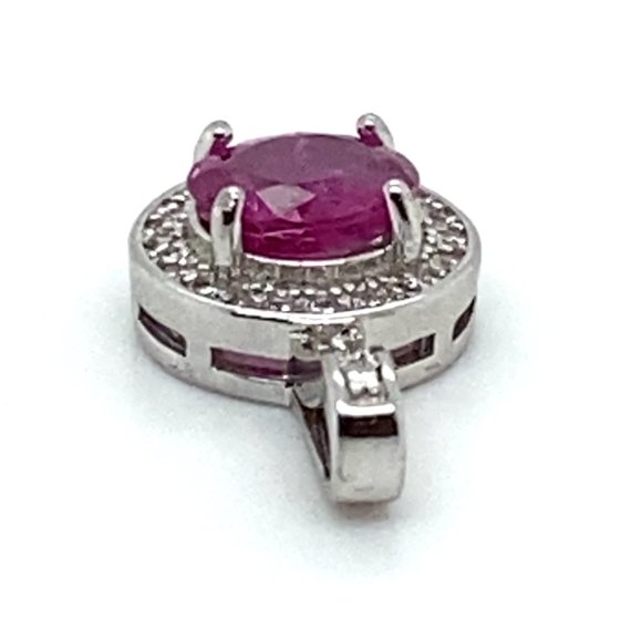 Jegdalek Ruby 1.15ct White Gold Finish Solid 925 Sterling Silver Pendant - Picture 8 of 9